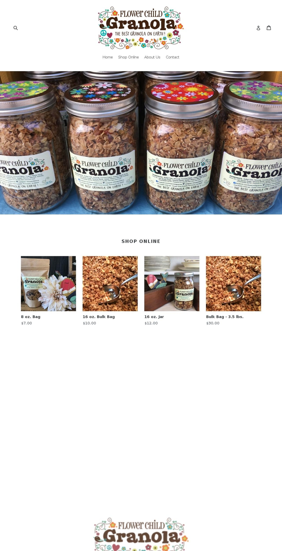 flowerchildgranola.com — Shopify storefront screenshot