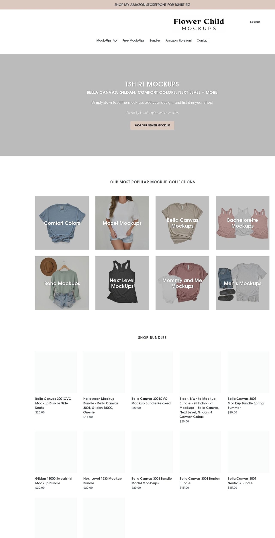 flowerchildmockups.com shopify website screenshot