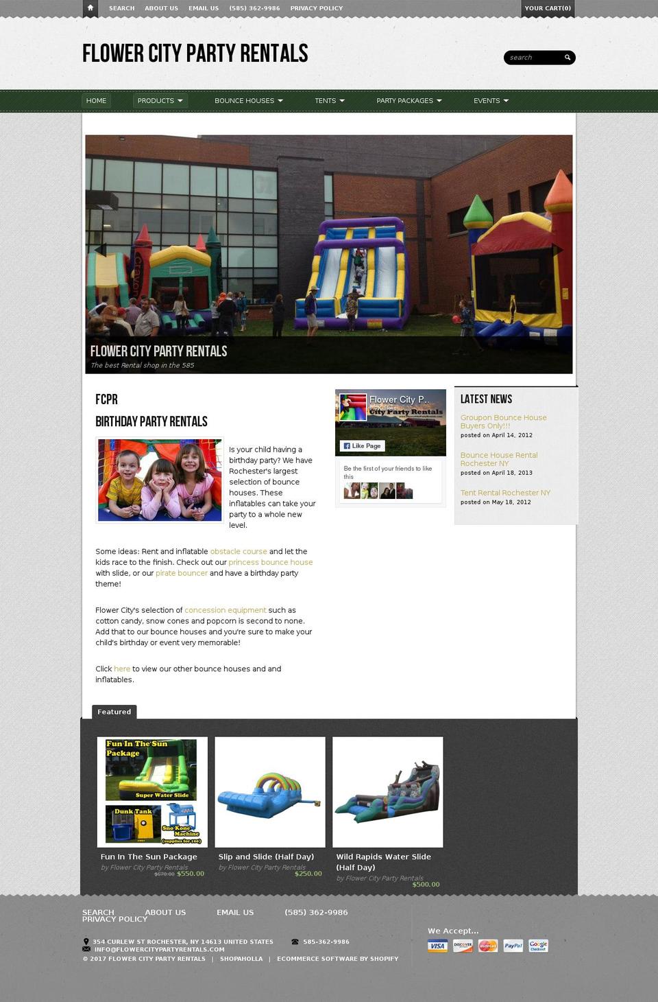 flowercitypartyrental.com shopify website screenshot