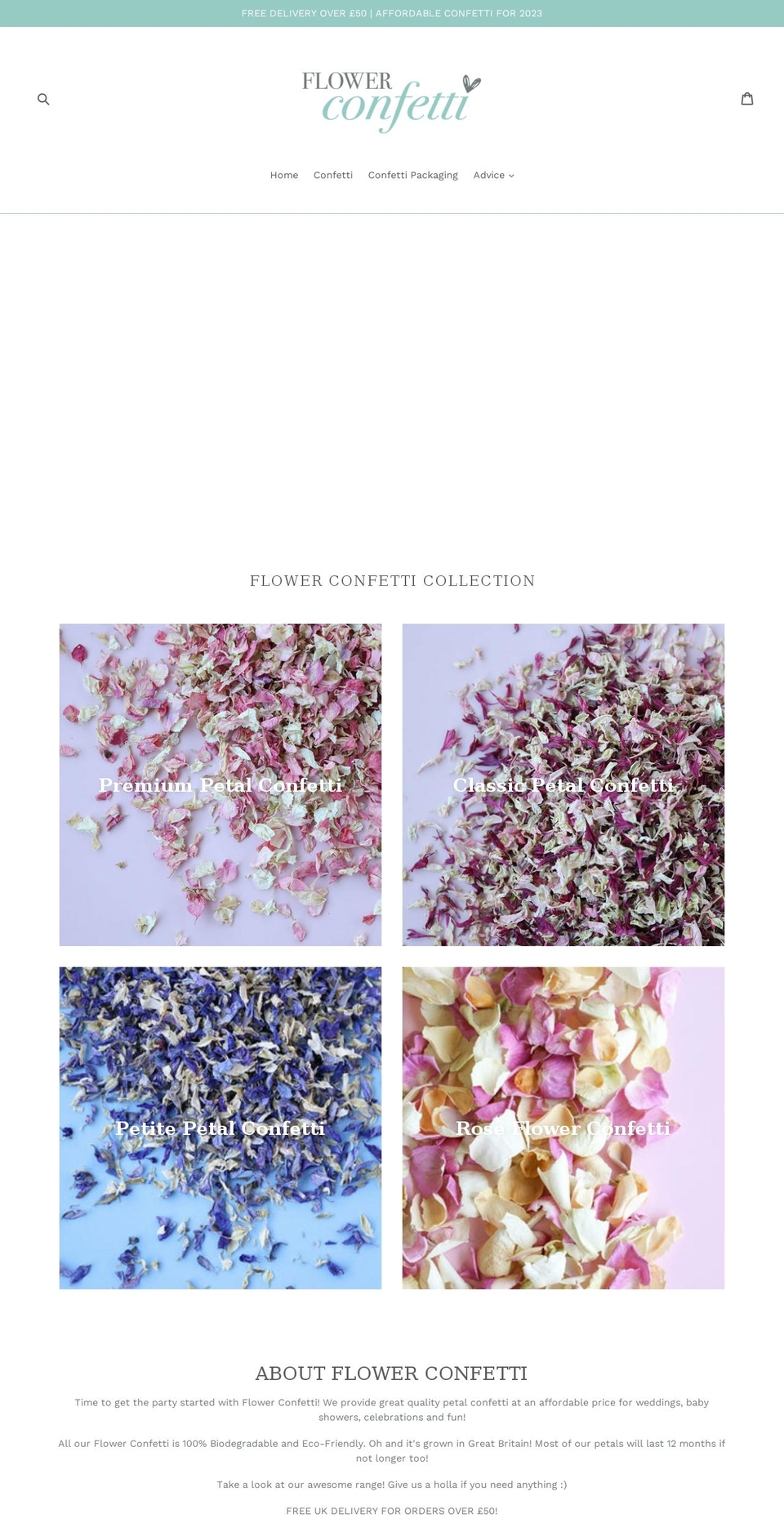 flowerconfetti.uk shopify website screenshot