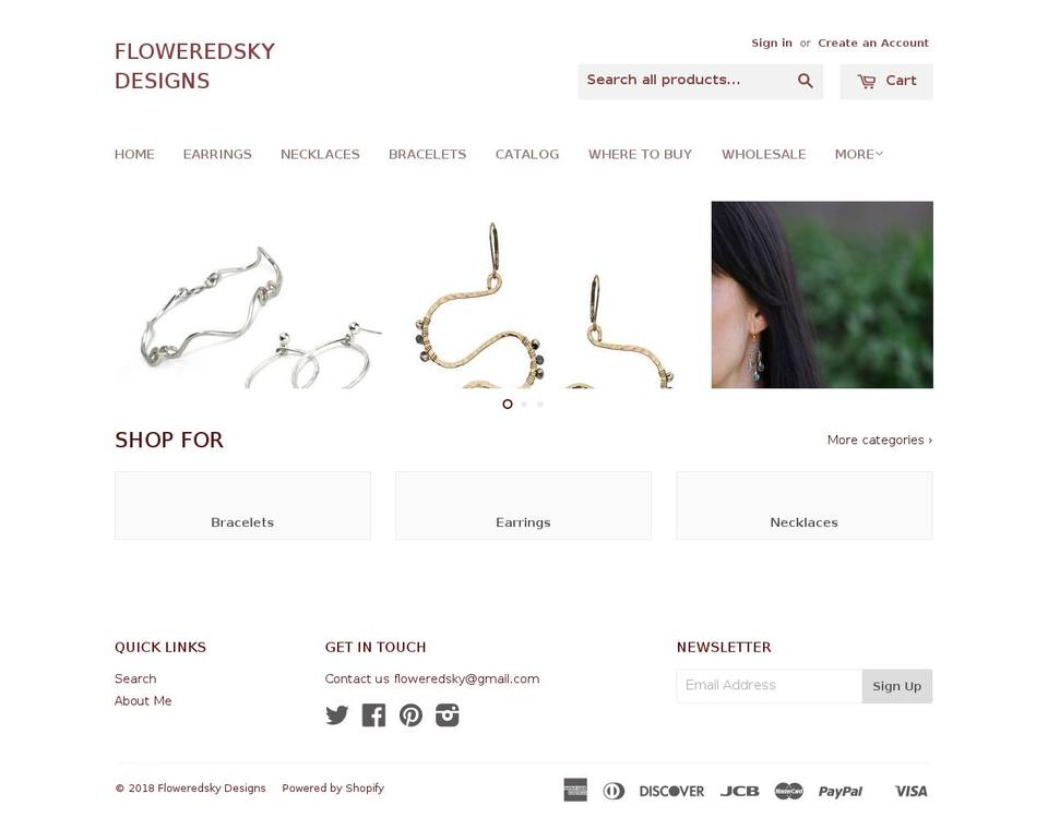floweredsky.com shopify website screenshot
