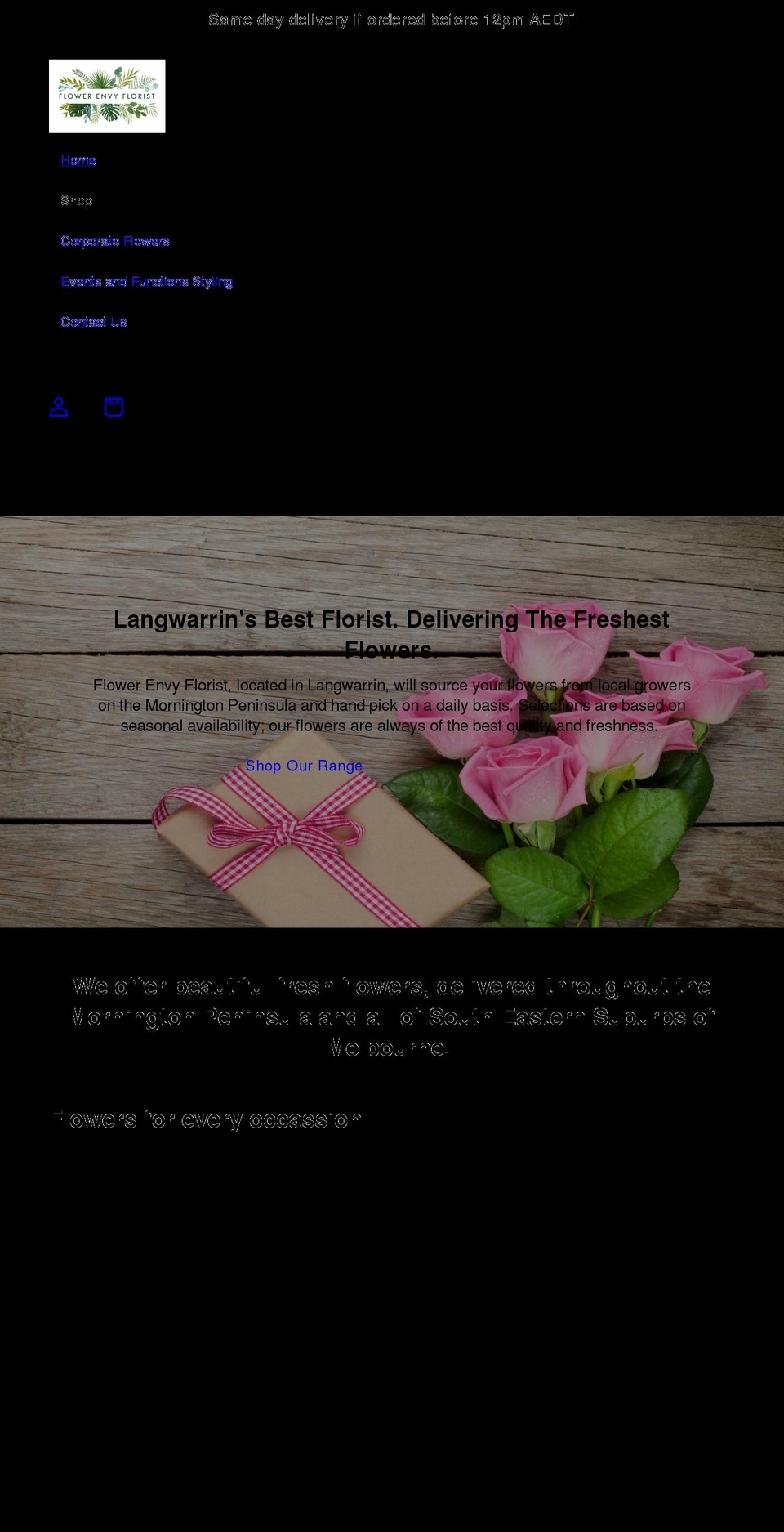 flowerenvyflorist.com.au shopify website screenshot