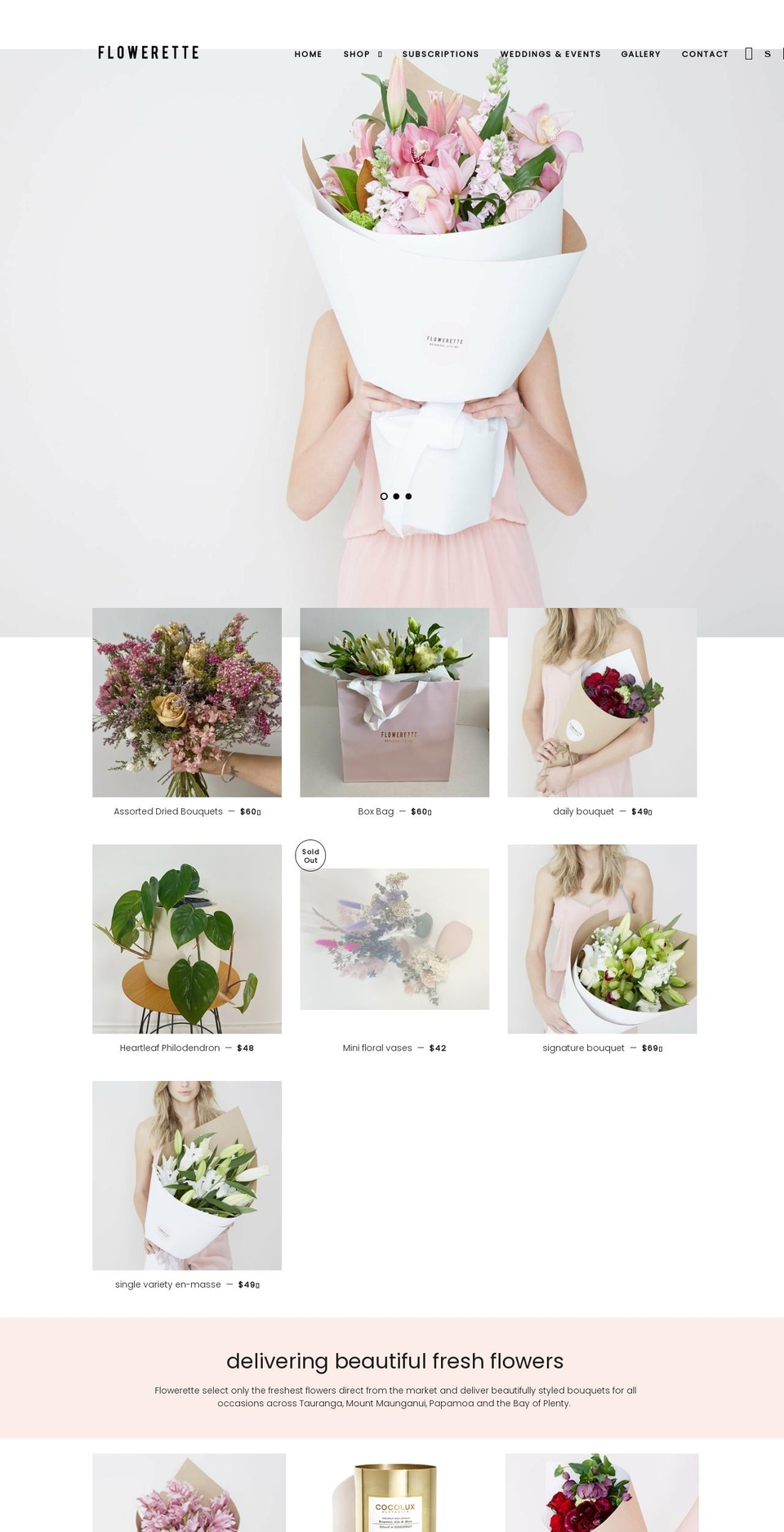 flowerette.co.nz shopify website screenshot