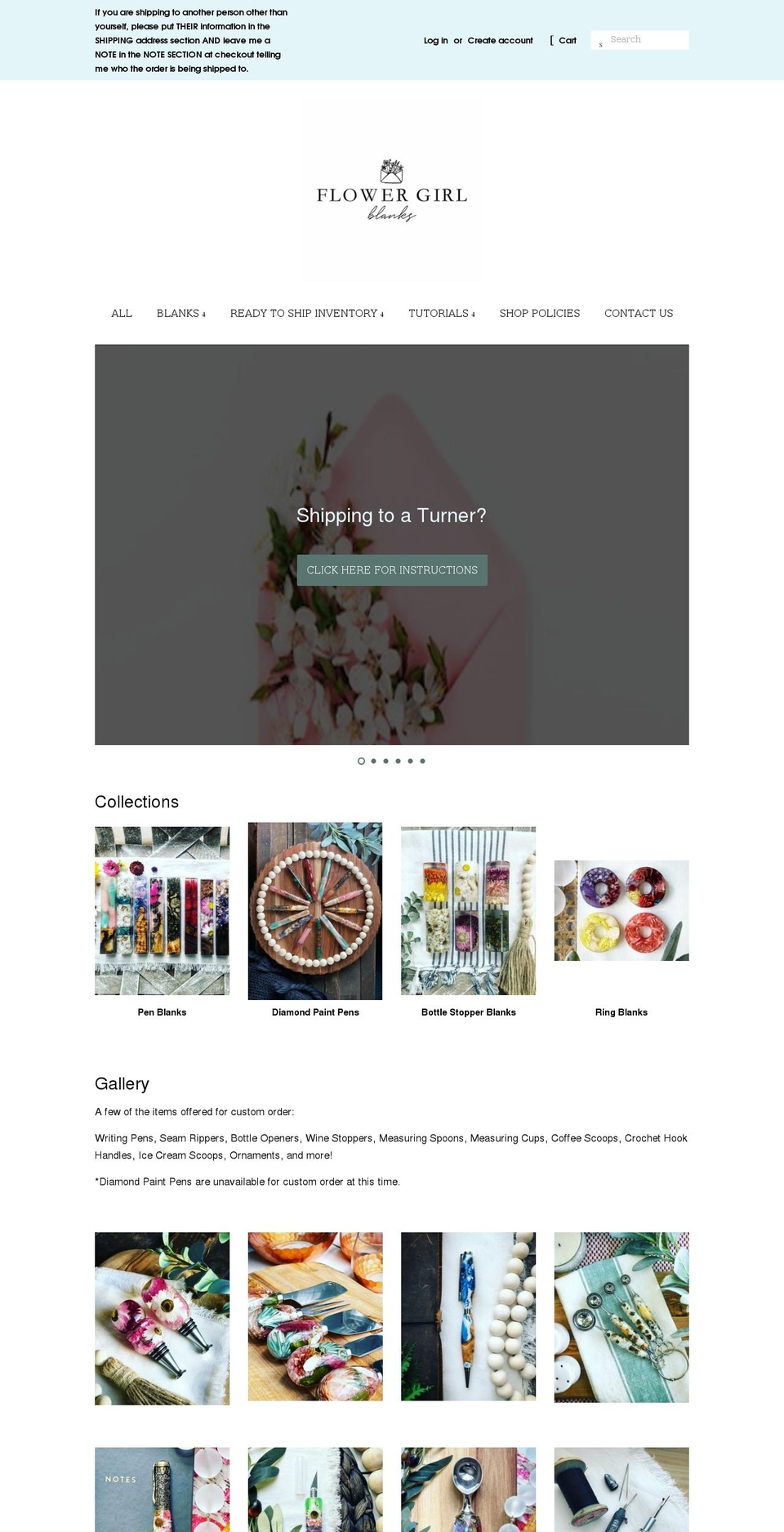 flowergirlblanks.com shopify website screenshot