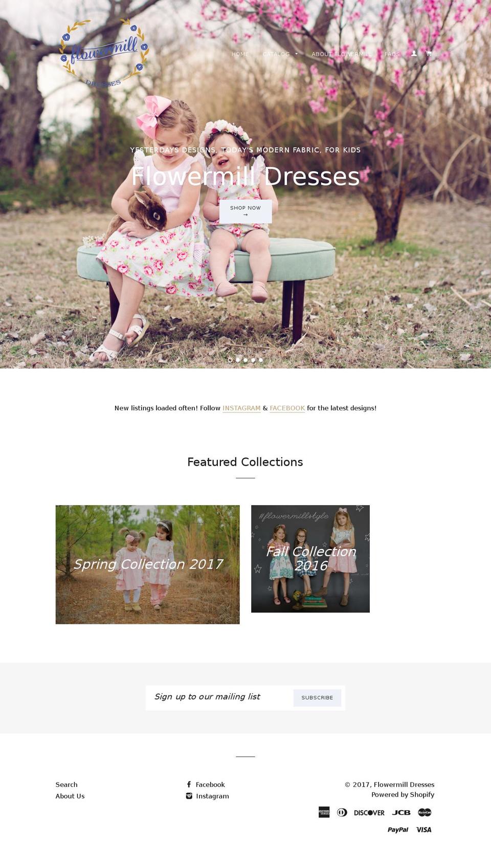 flowermilldresses.com shopify website screenshot