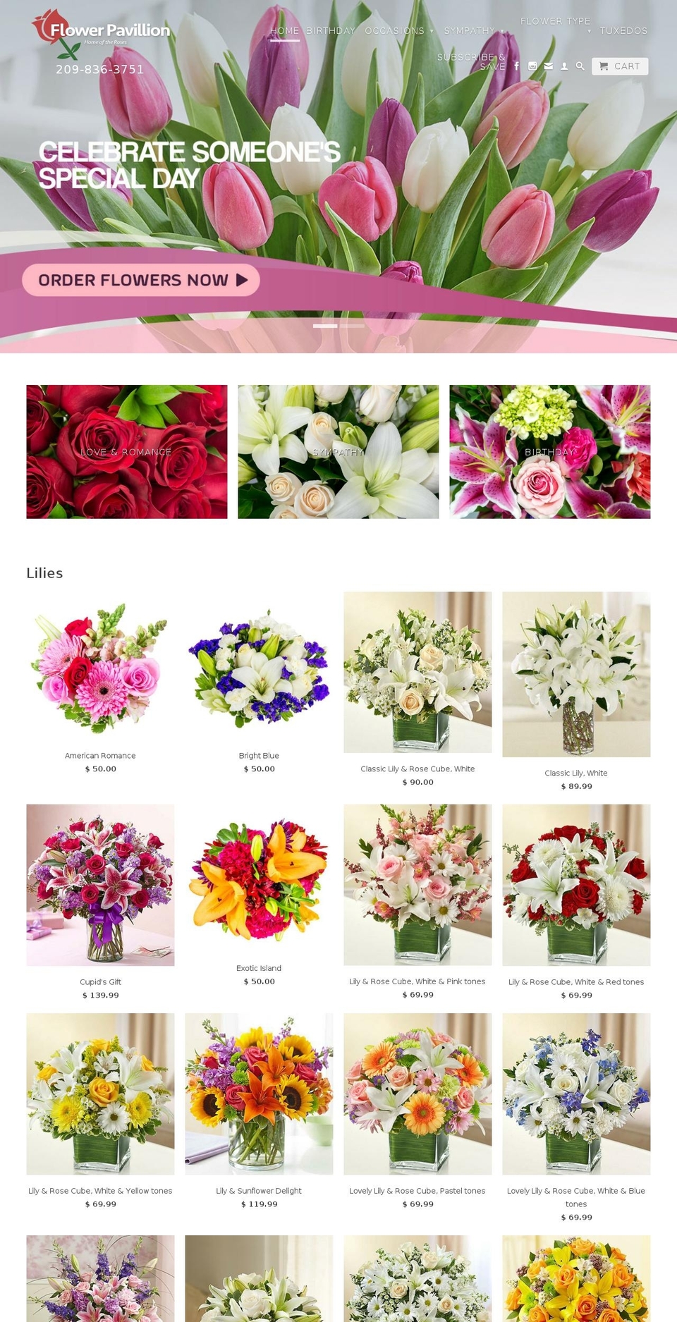 flowerpavillion.net shopify website screenshot