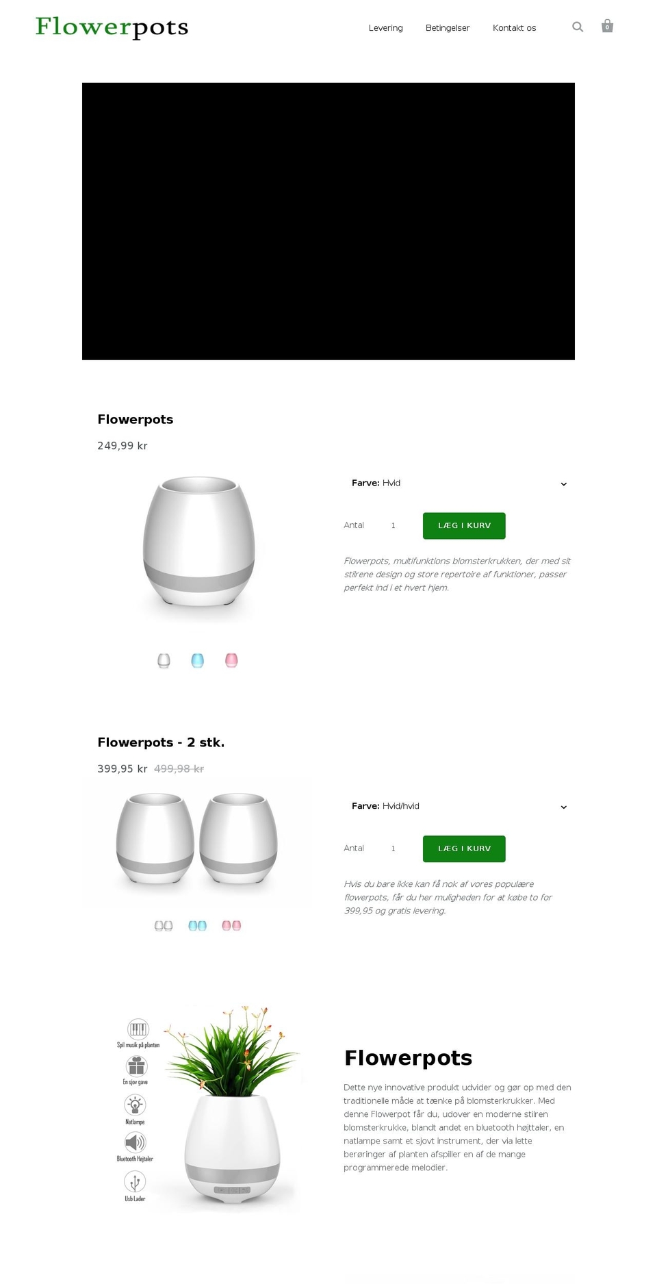 flowerpots.dk shopify website screenshot