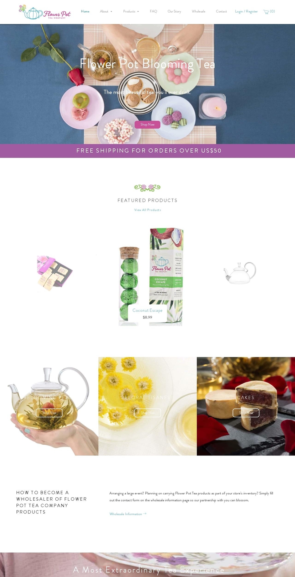 flowerpottea.com — Shopify storefront screenshot