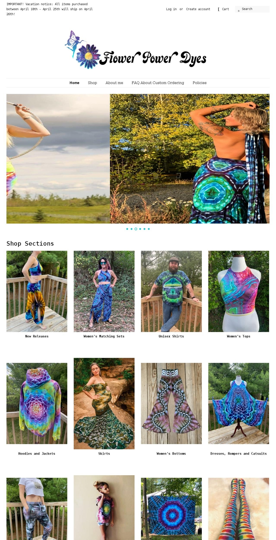 flowerpowerdyes.com shopify website screenshot