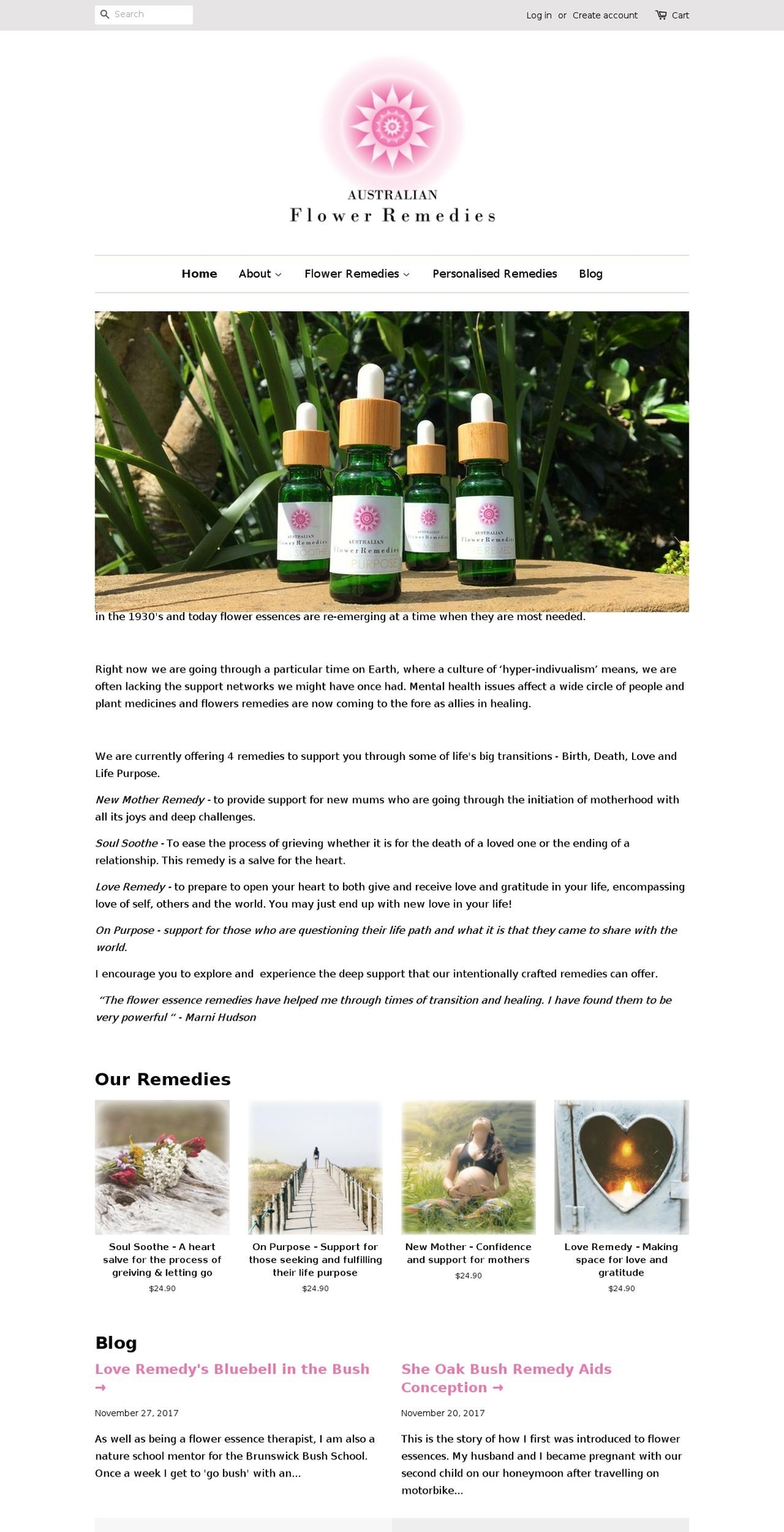 flowerremedies.com.au shopify website screenshot