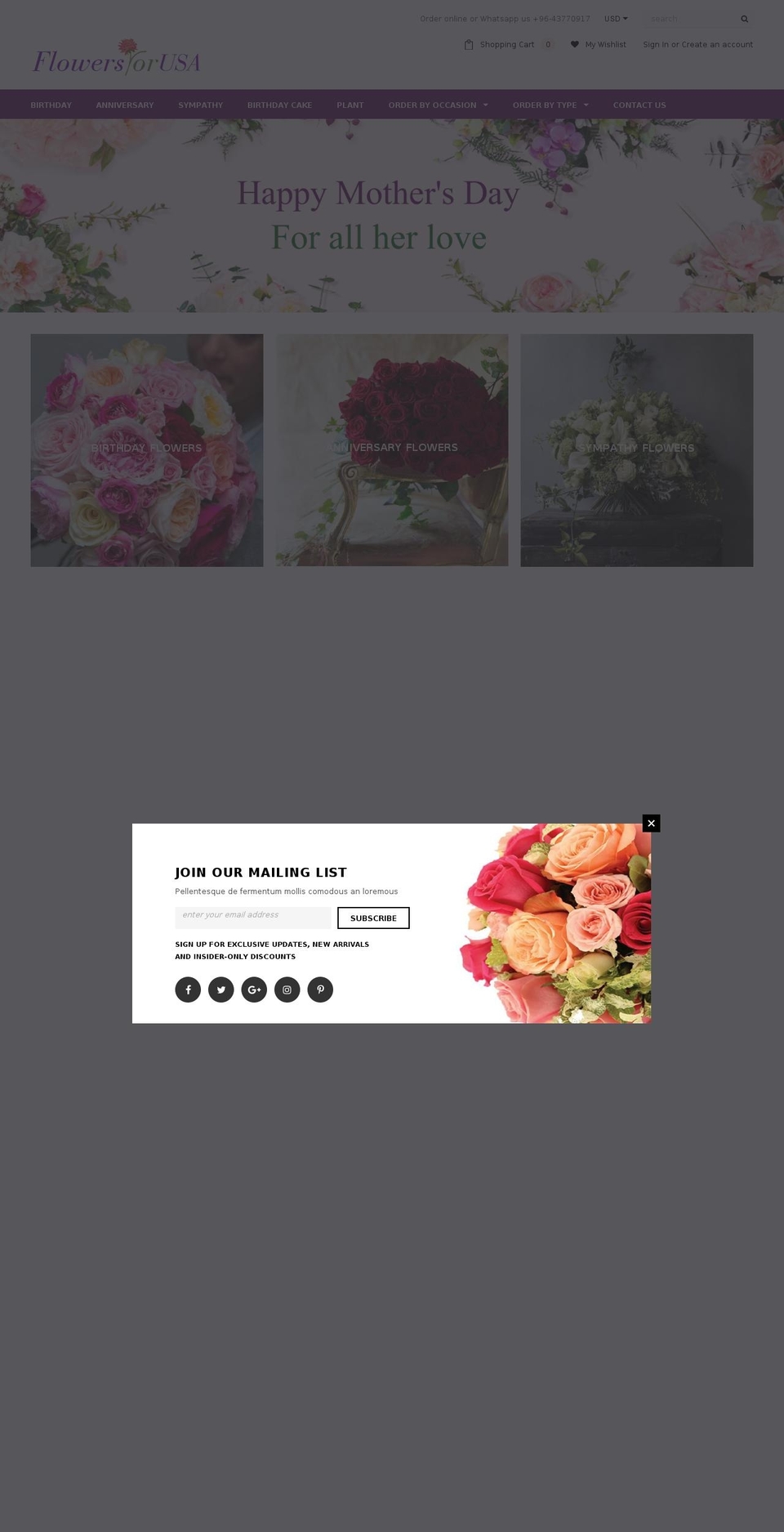 flowers4usa.com shopify website screenshot