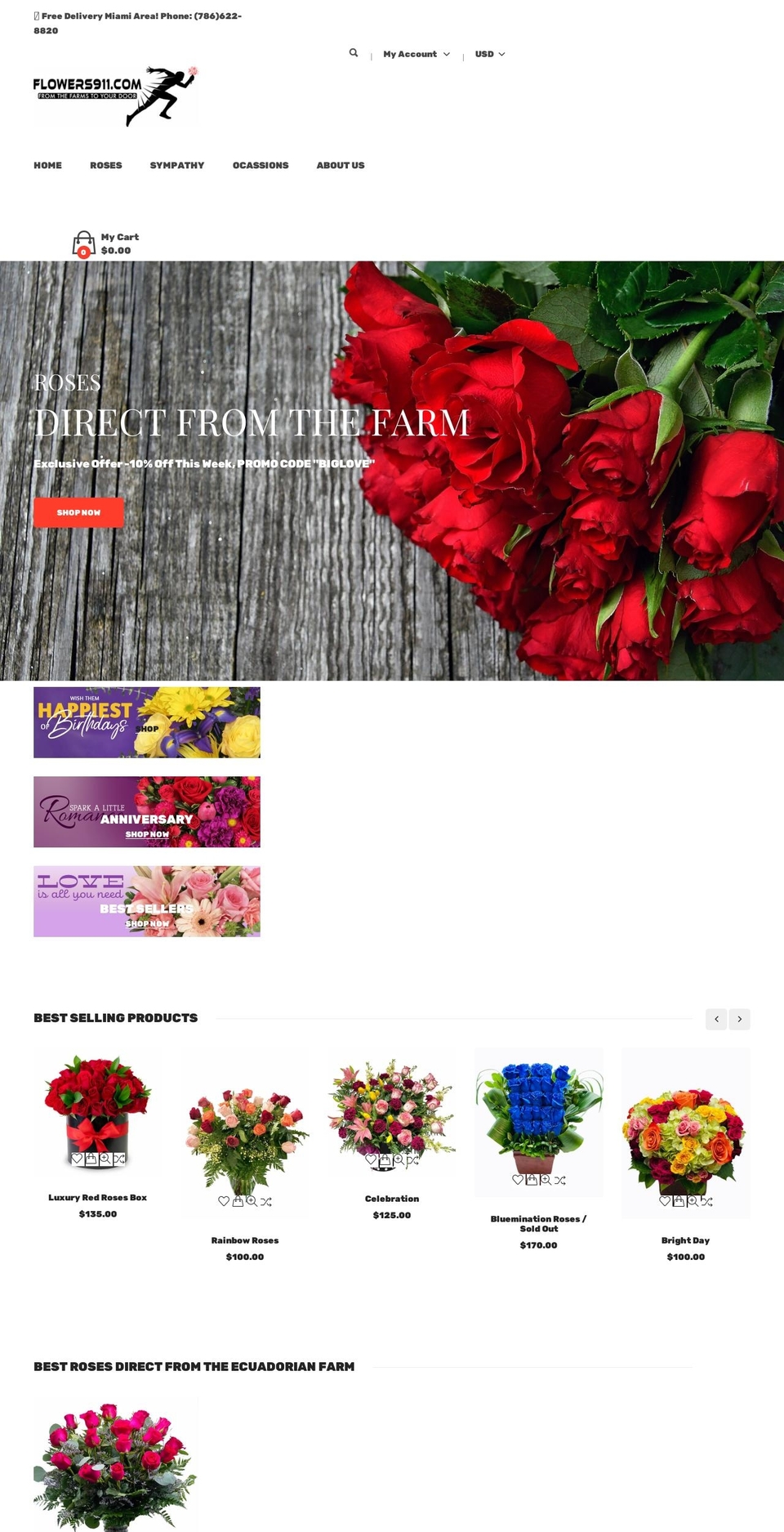 flowers911.com shopify website screenshot