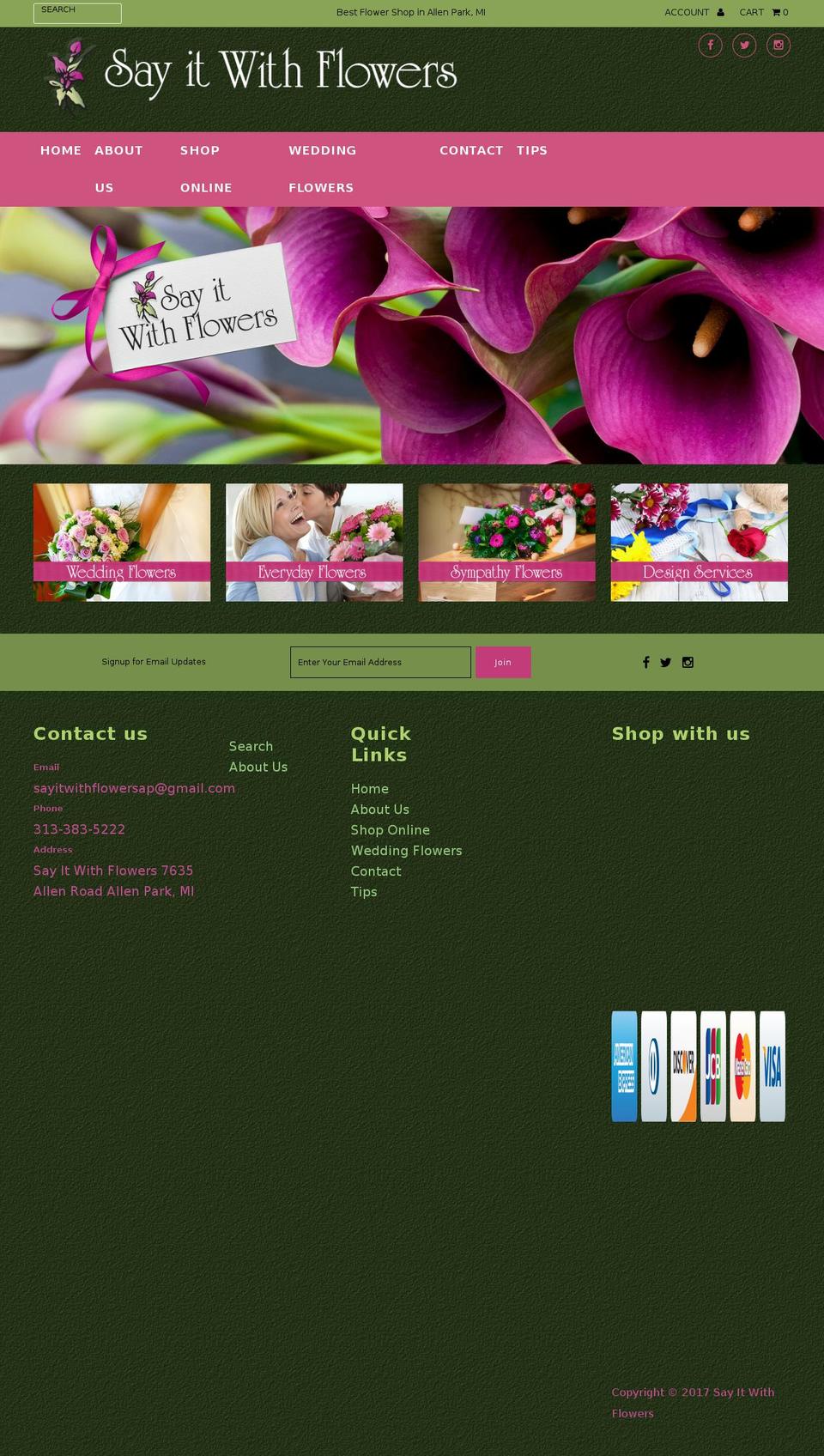 flowersallenpark.com shopify website screenshot