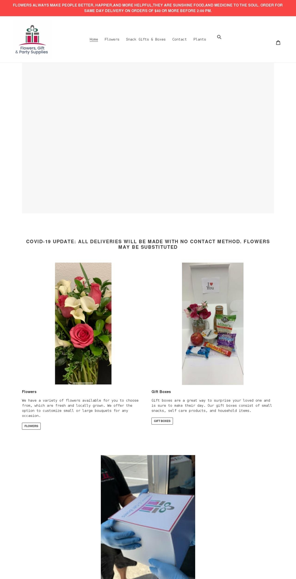 flowersandgiftboxes.com shopify website screenshot