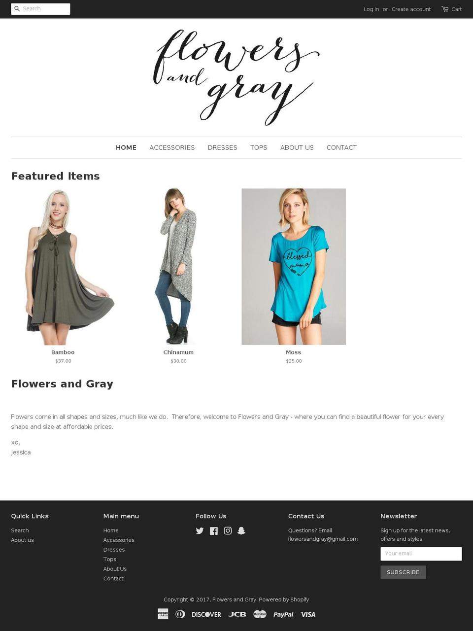 flowersandgray.com shopify website screenshot