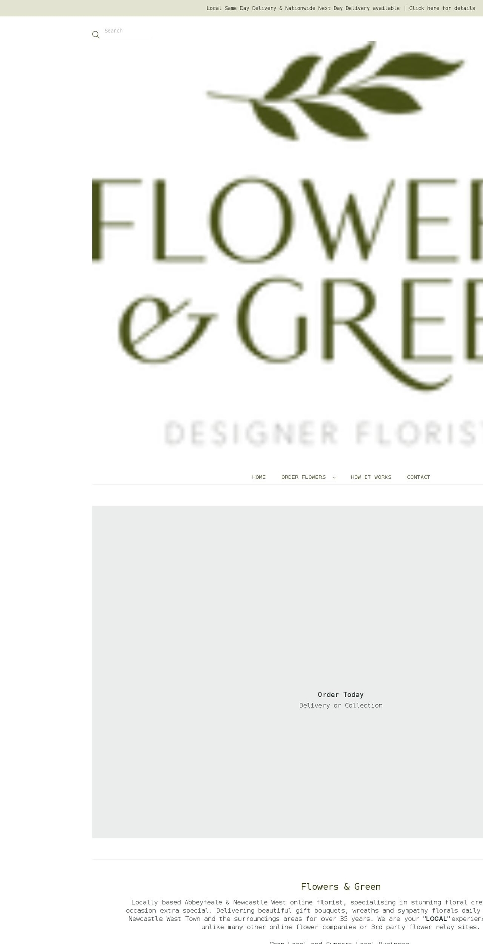flowersandgreen.ie shopify website screenshot