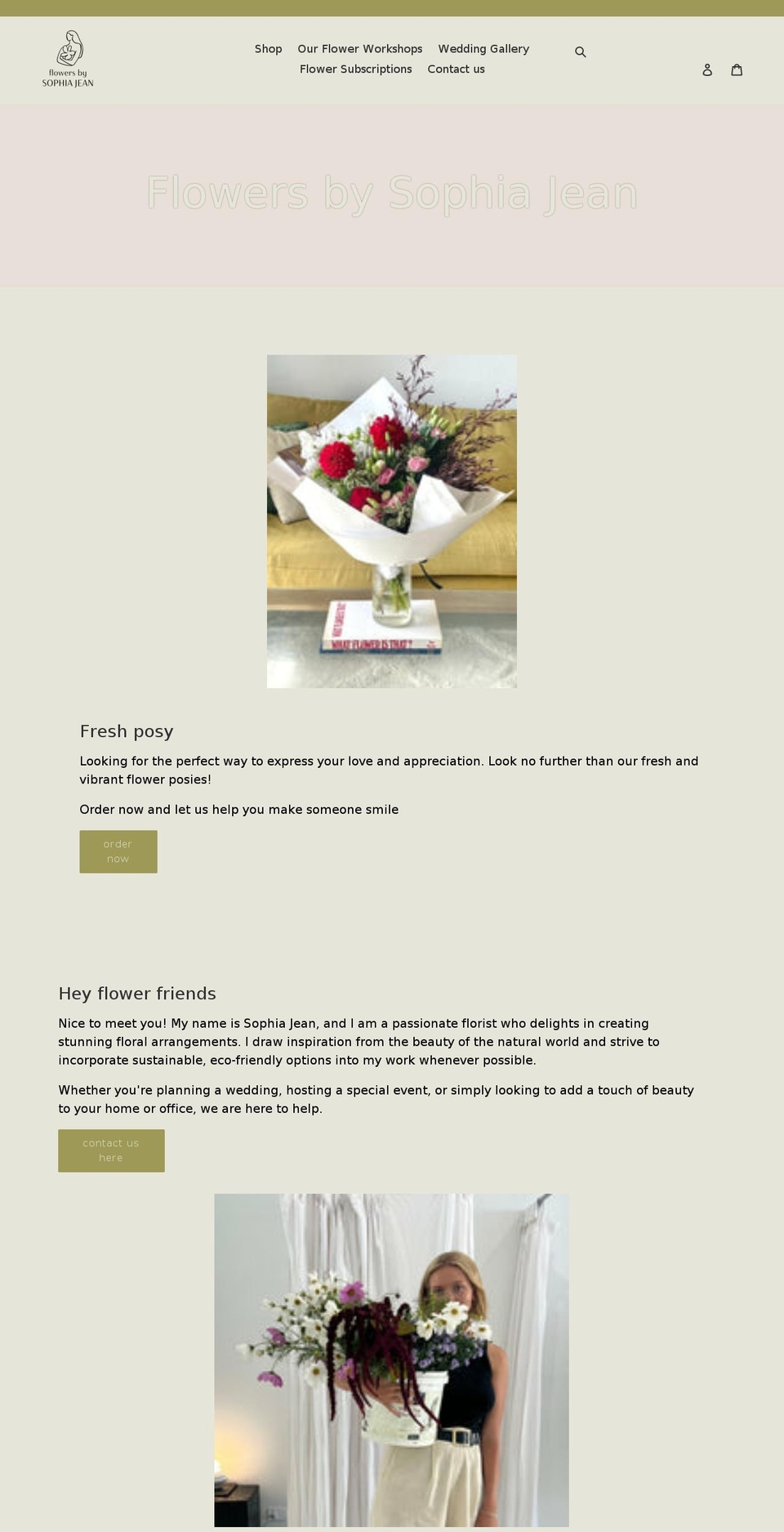 flowersbysophiajean.com shopify website screenshot