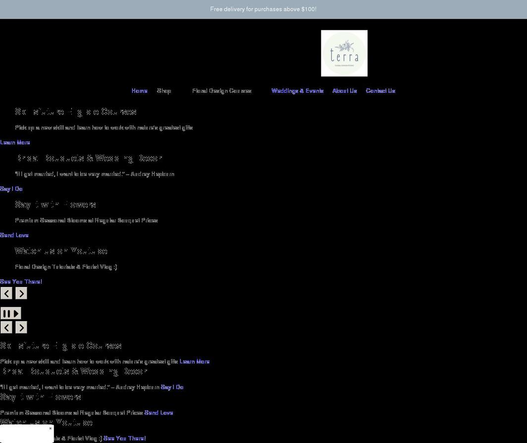 flowersbyterra.com shopify website screenshot