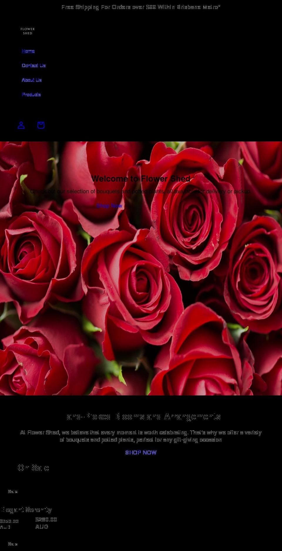 flowershed.com.au shopify website screenshot