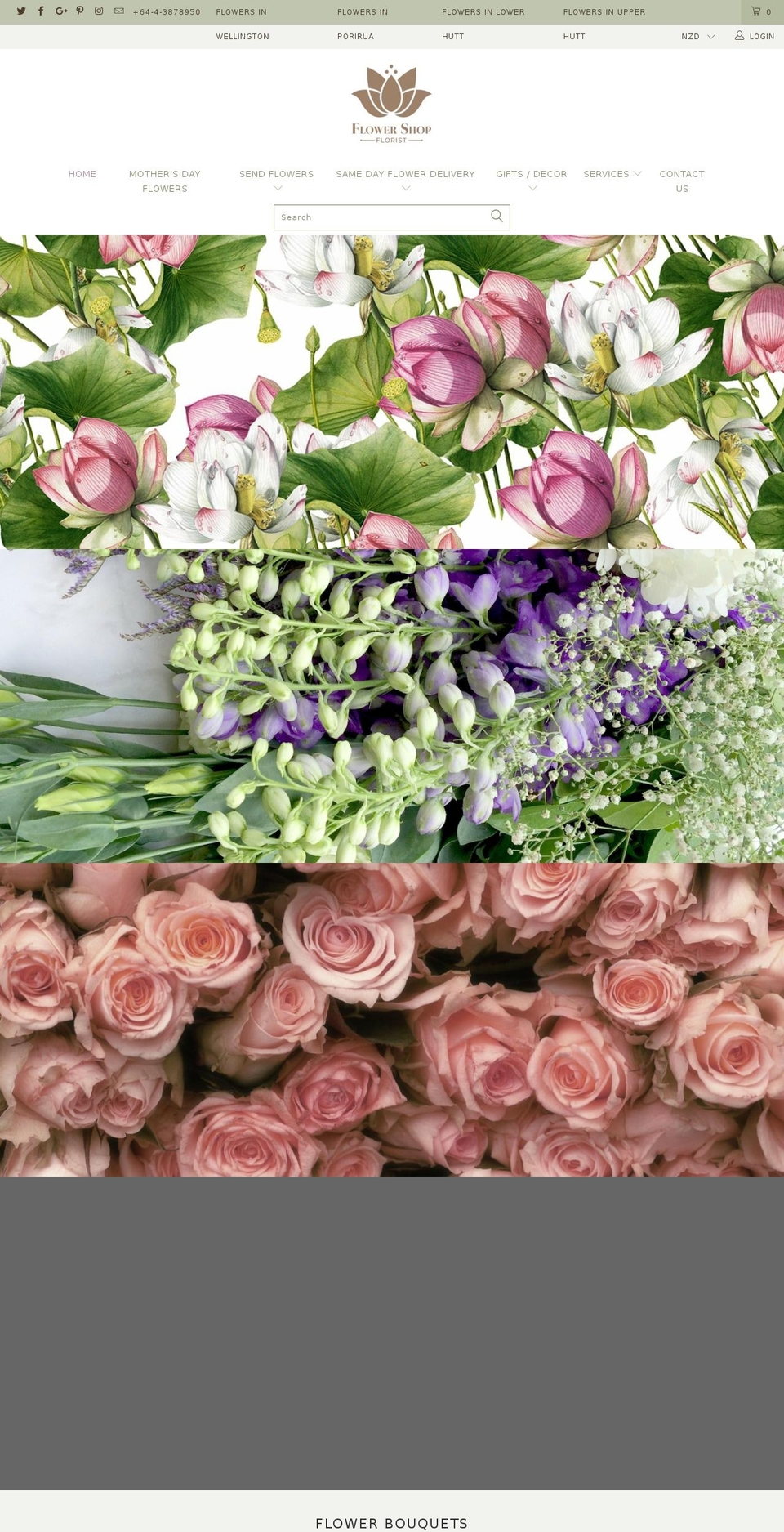 flowershopwellingtonflorists.com shopify website screenshot