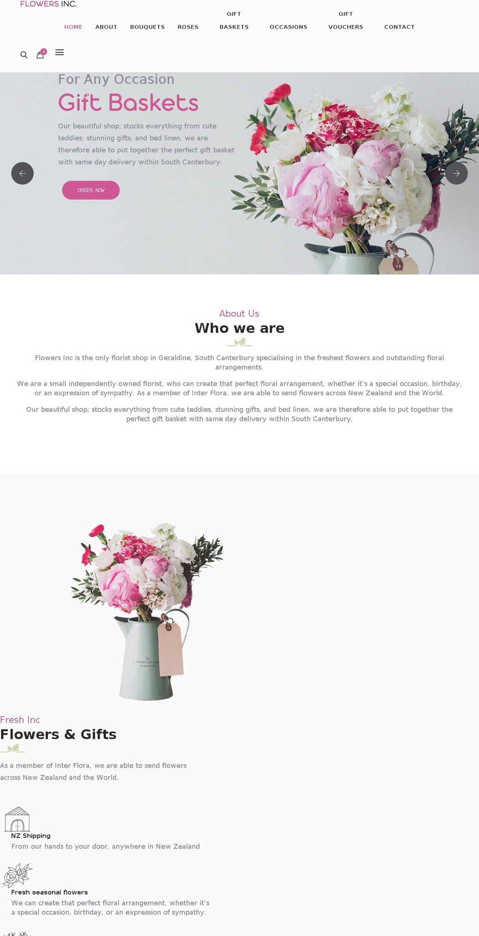 flowersinc.net.nz shopify website screenshot