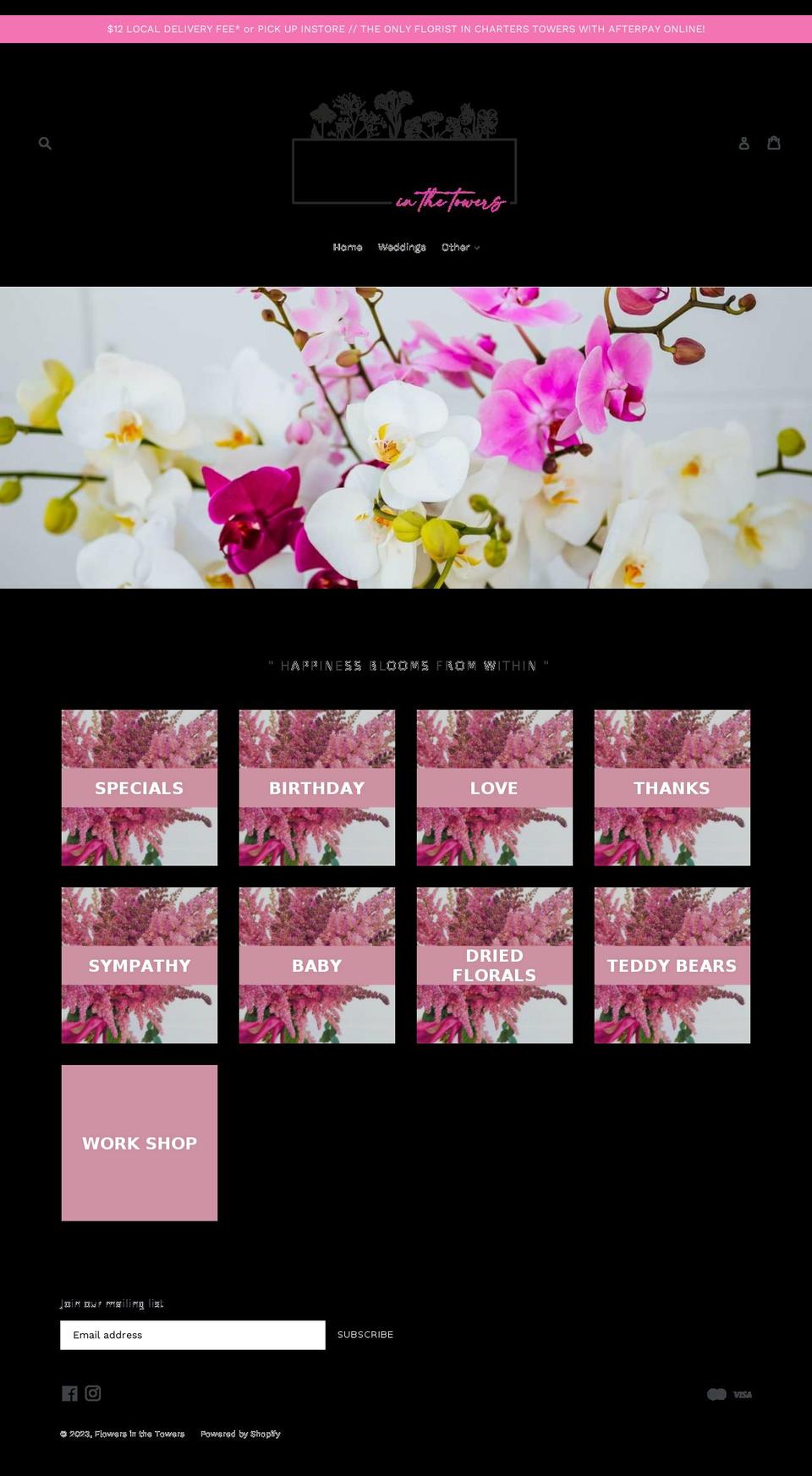 flowersinthetowers.com.au shopify website screenshot