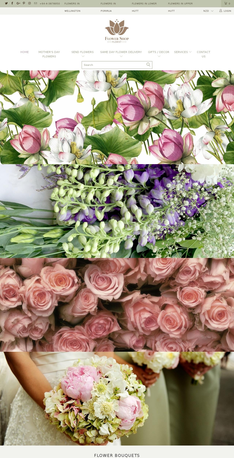 flowersinwellington.com shopify website screenshot
