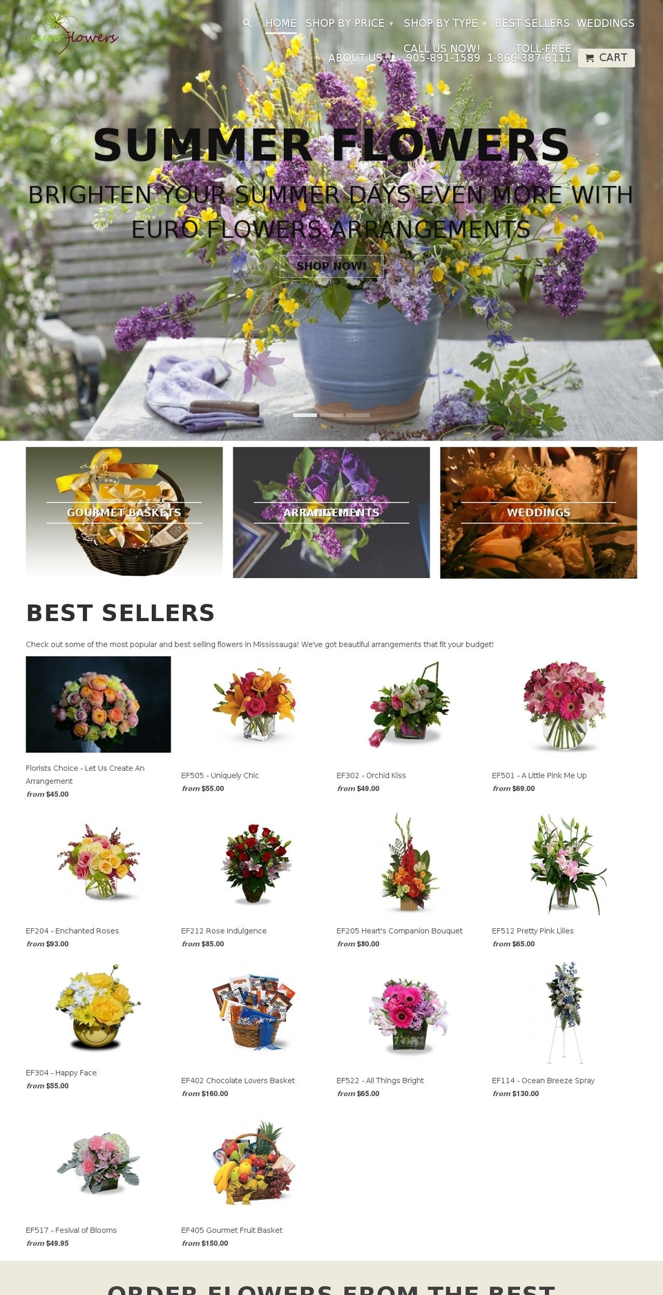 flowersofmississauga.com — Shopify storefront screenshot