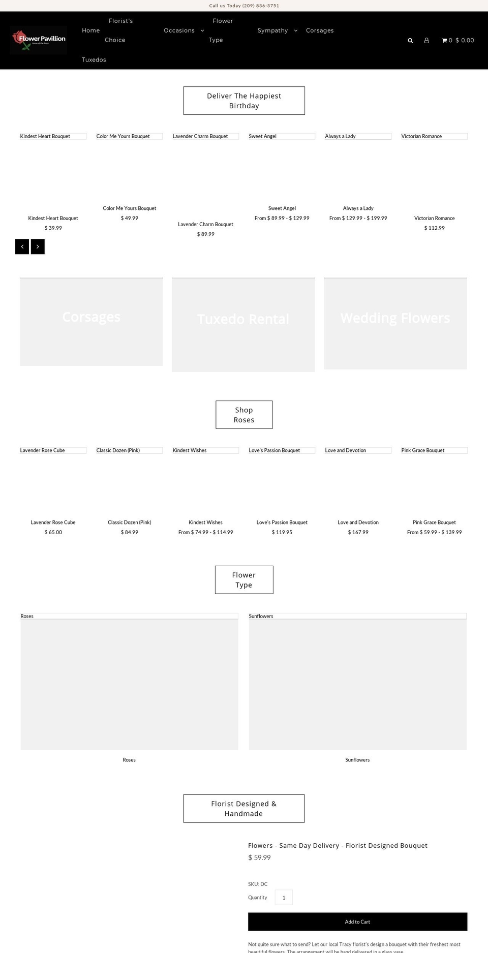 flowerspavillion.com — Shopify storefront screenshot