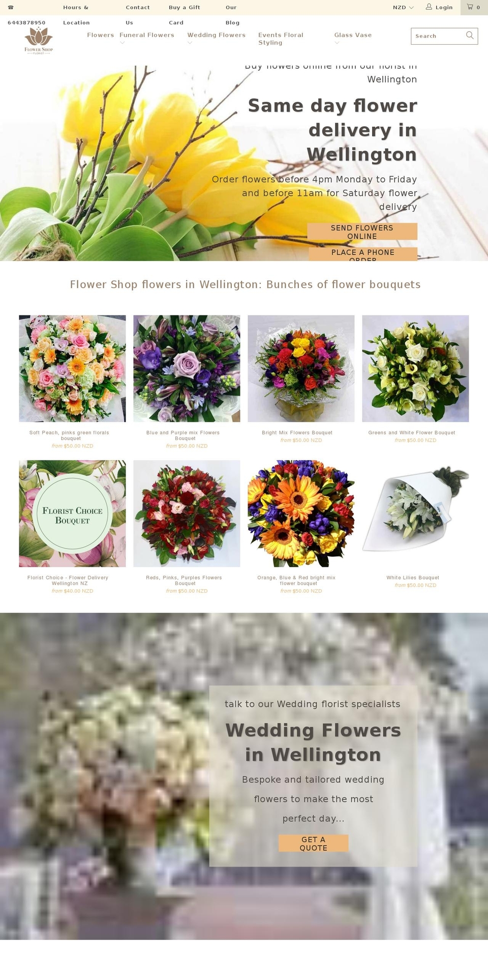 flowerswellington.florist shopify website screenshot