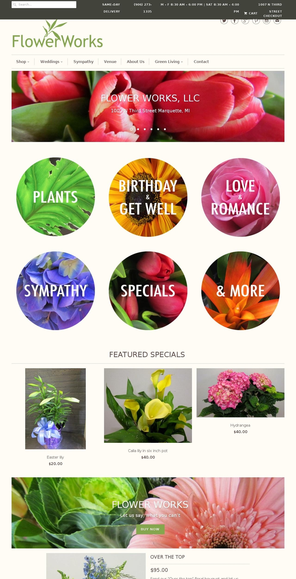 flowerworksmqt.com shopify website screenshot