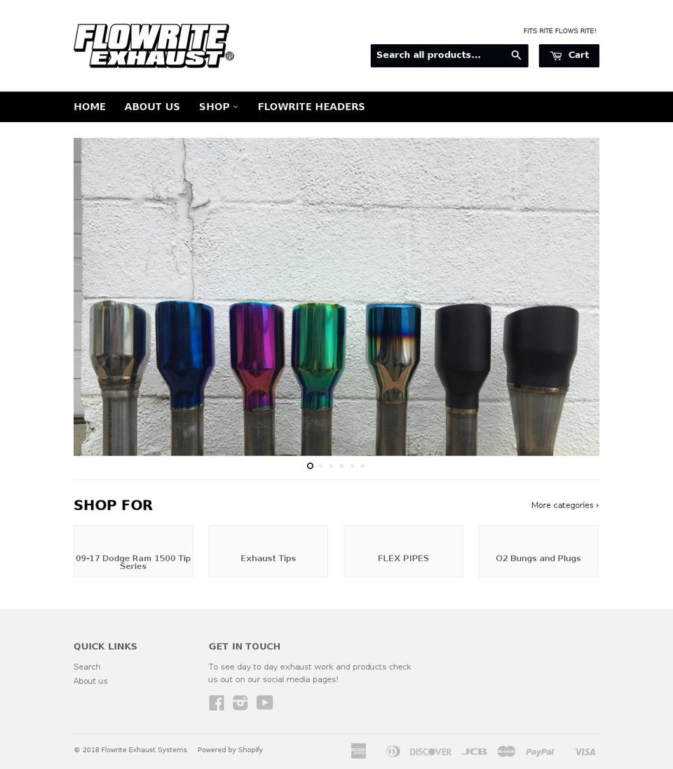 flowriteexhaustsystems.com — Shopify storefront screenshot