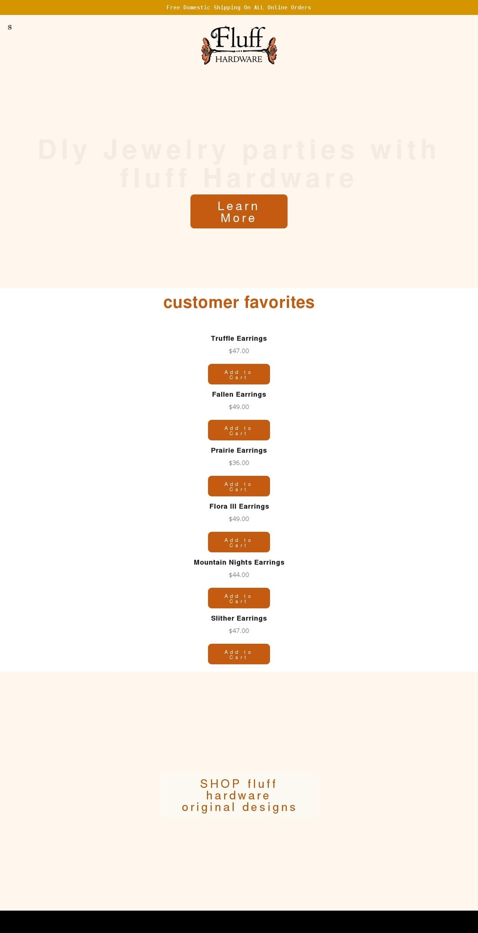 fluffhardware.com shopify website screenshot