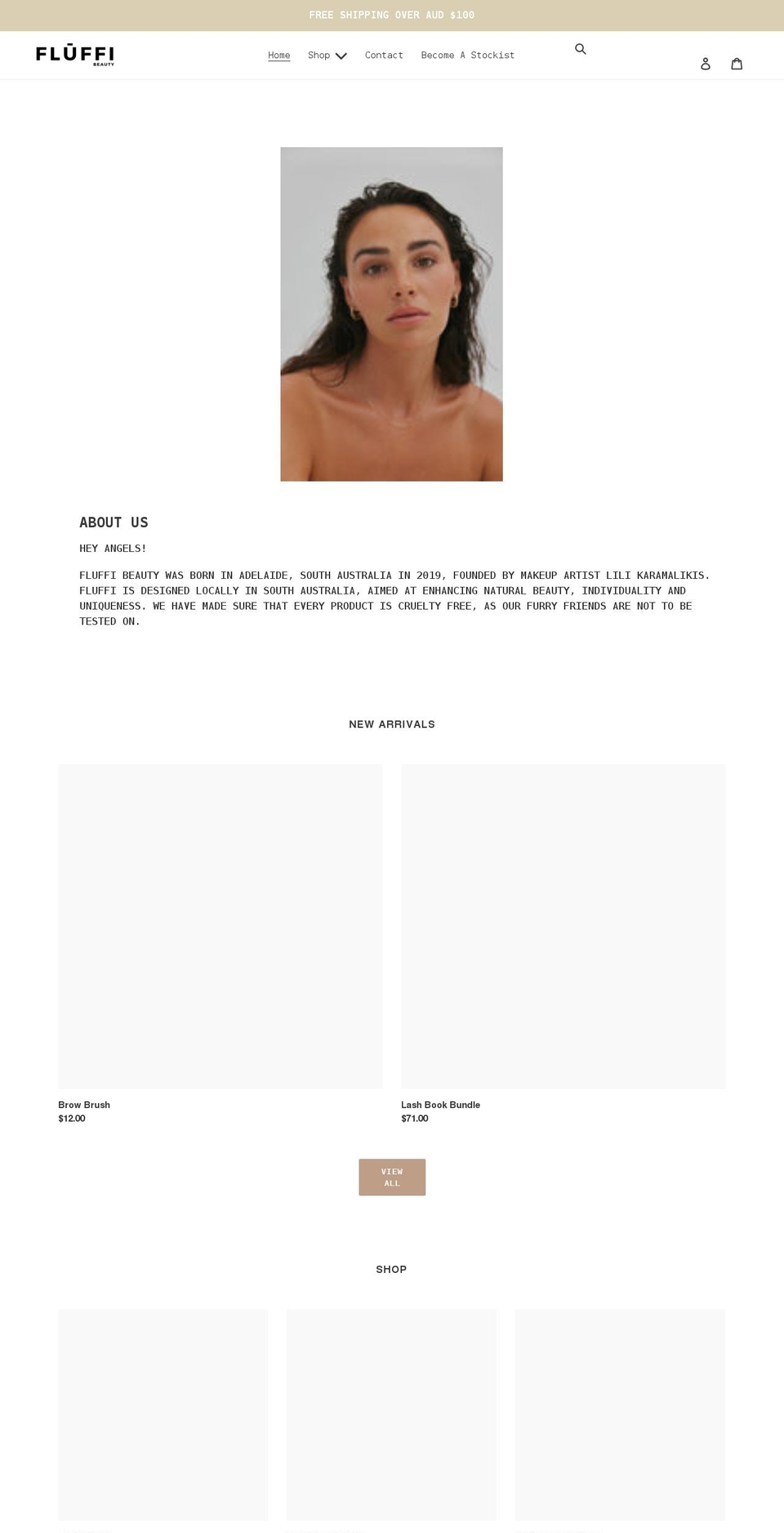 fluffibeauty.com shopify website screenshot