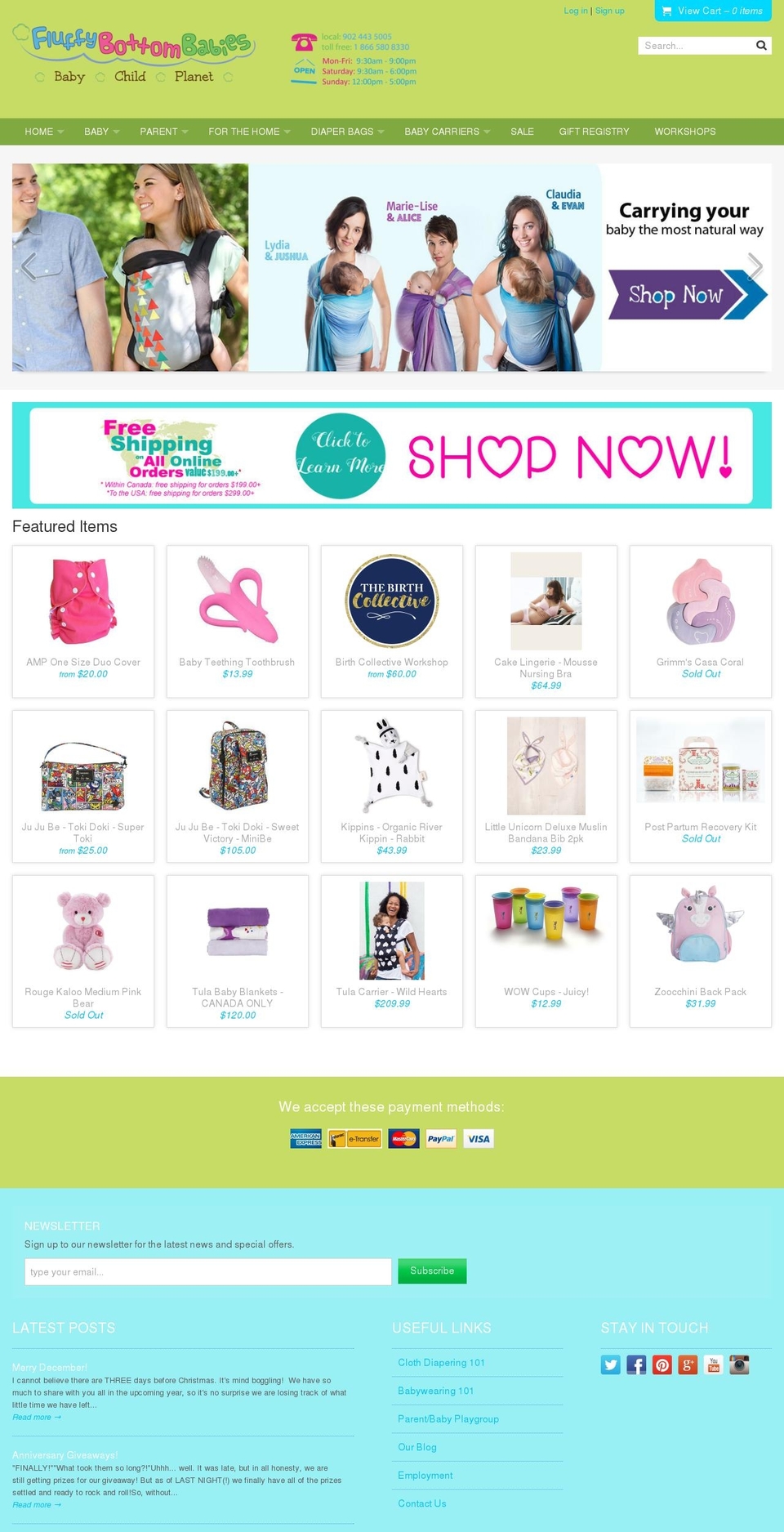 fluffybottombabies.ca shopify website screenshot