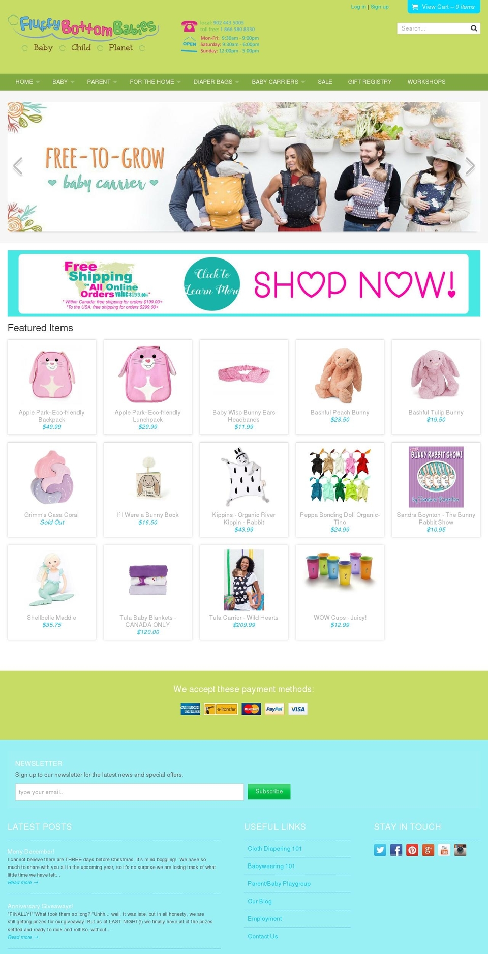 fluffybottombabies.com shopify website screenshot