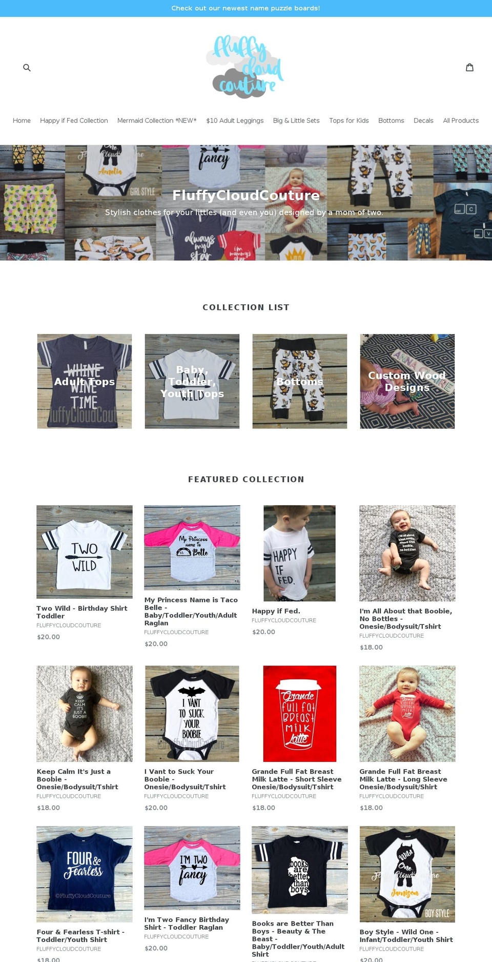 fluffycloudcouture.com — Shopify storefront screenshot