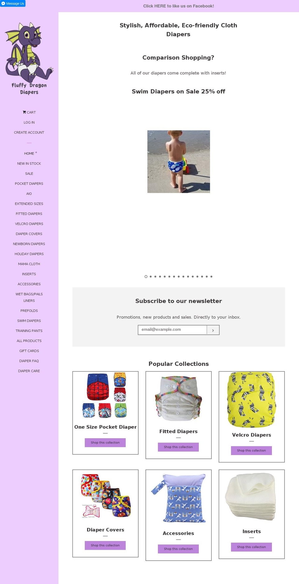 fluffydragondiapers.com — Shopify storefront screenshot