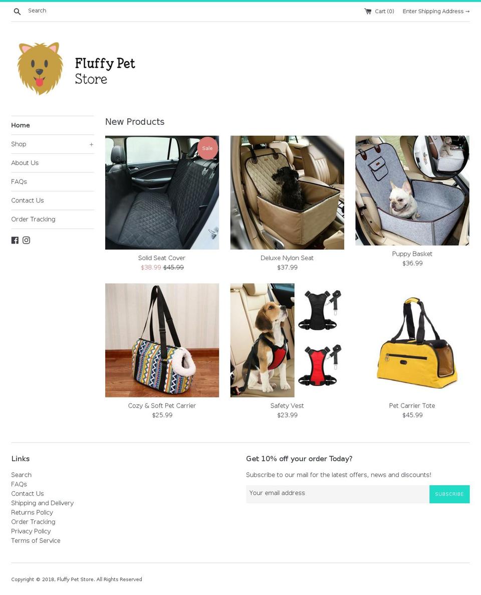 fluffypetstore.com — Shopify storefront screenshot