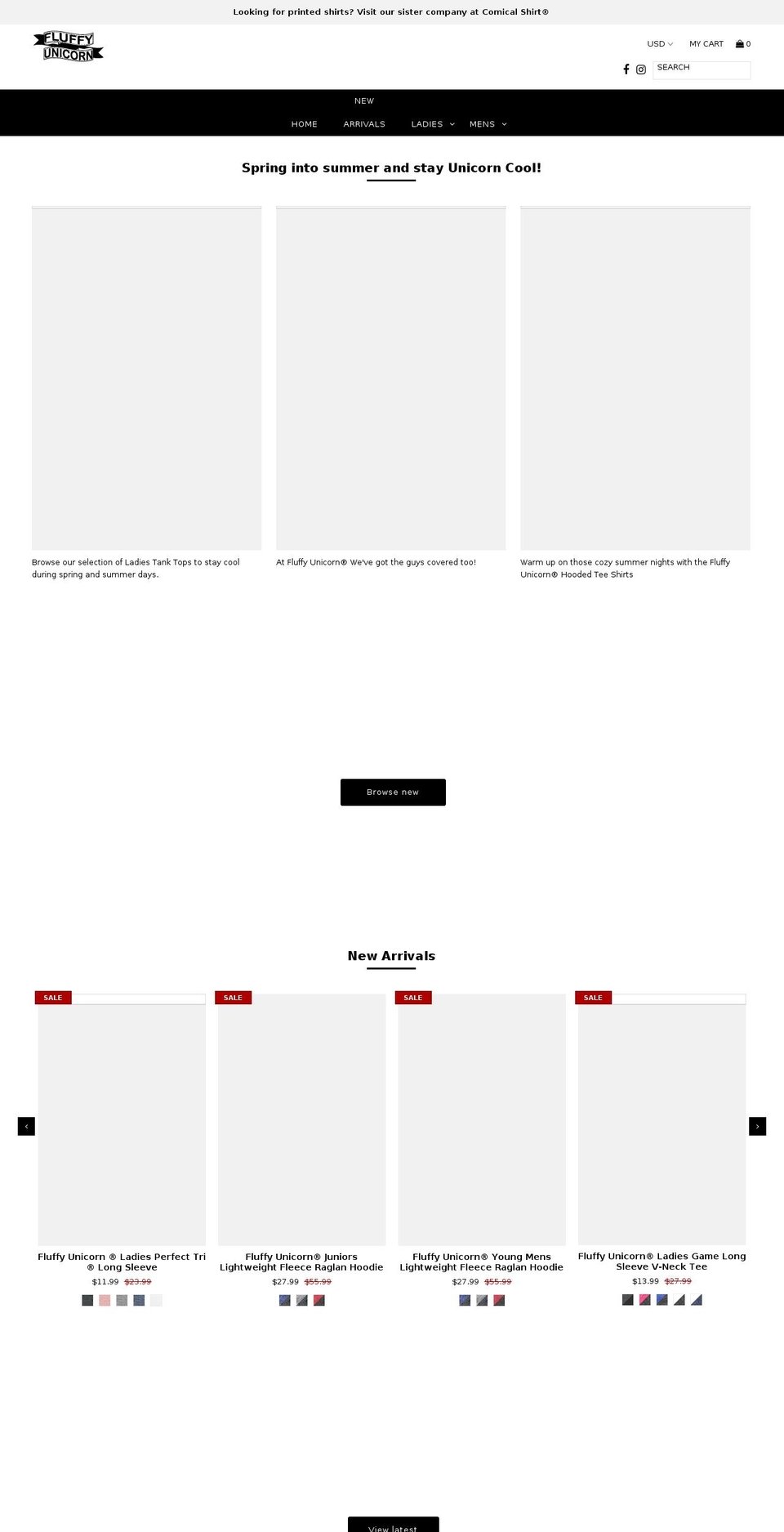fluffyunicorn.com shopify website screenshot