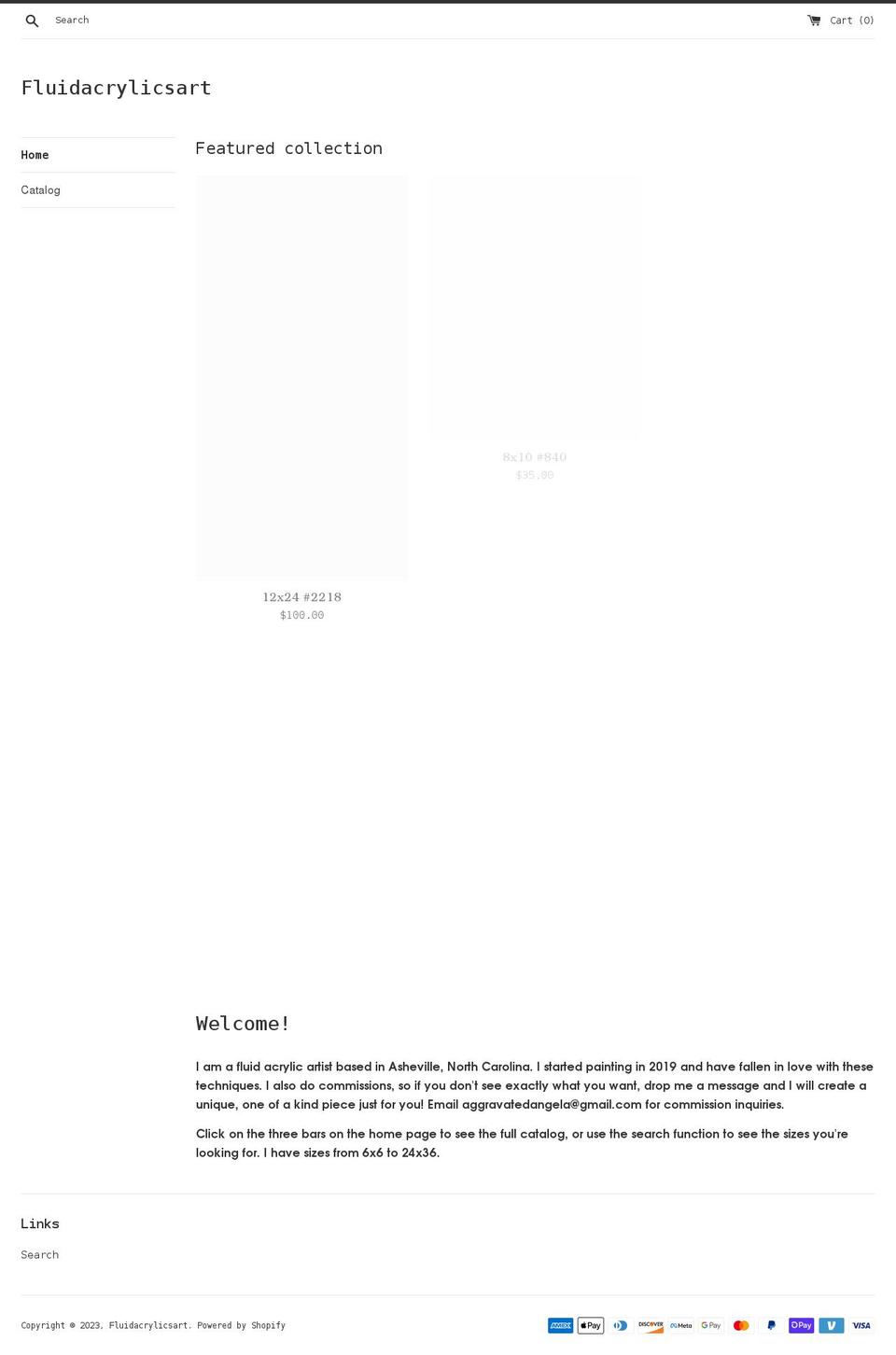 fluidacrylicsart.com shopify website screenshot