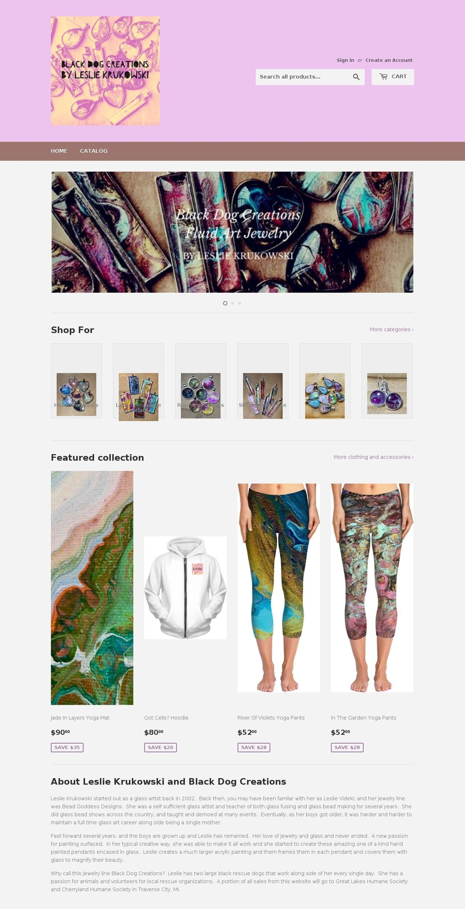 fluidartjewelry.com shopify website screenshot