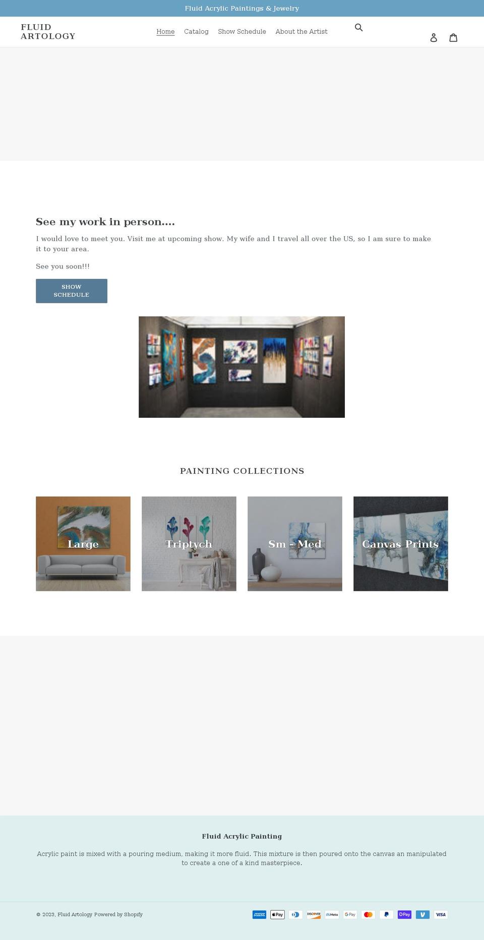 fluidartology.com shopify website screenshot