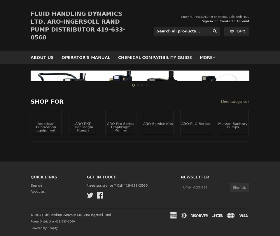 fluidhandlingdynamics.com shopify website screenshot