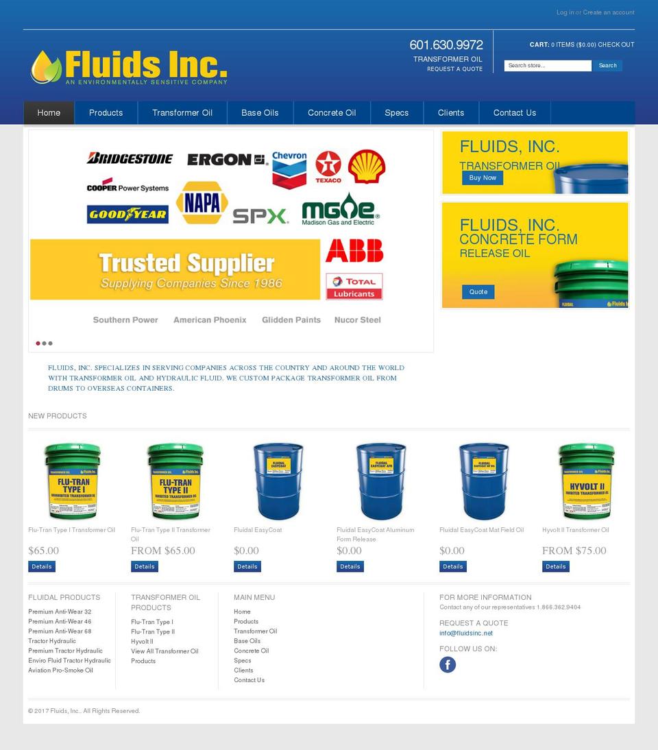 fluidsinc.net shopify website screenshot