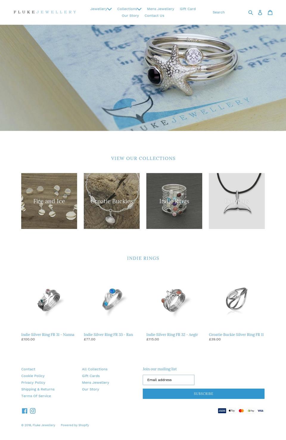 flukejewellery.com shopify website screenshot