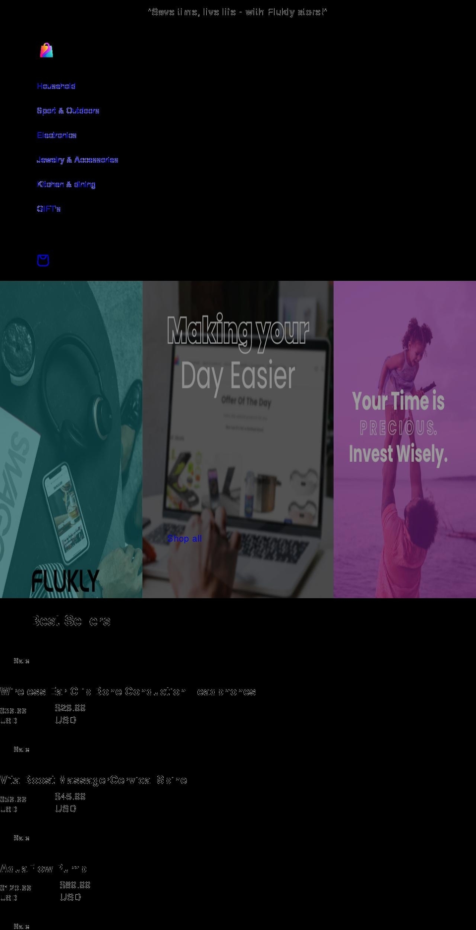 flukly.com shopify website screenshot