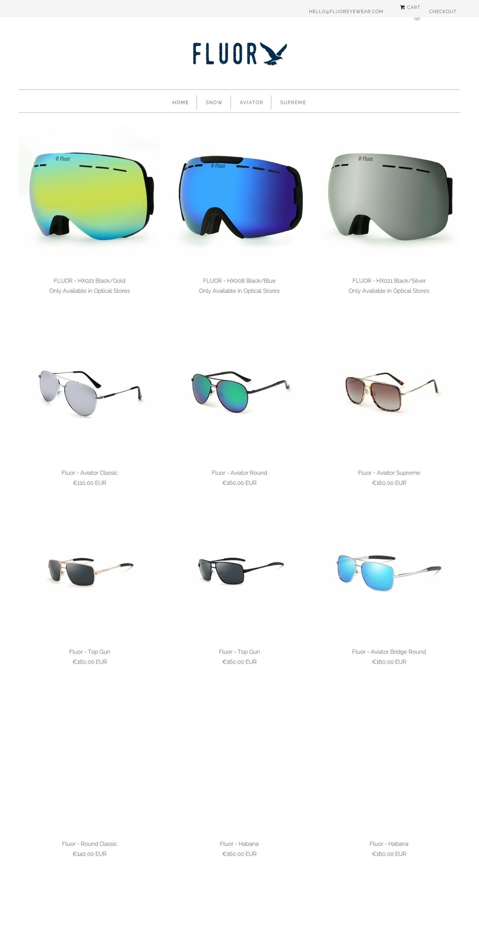 fluoreyewear.com shopify website screenshot