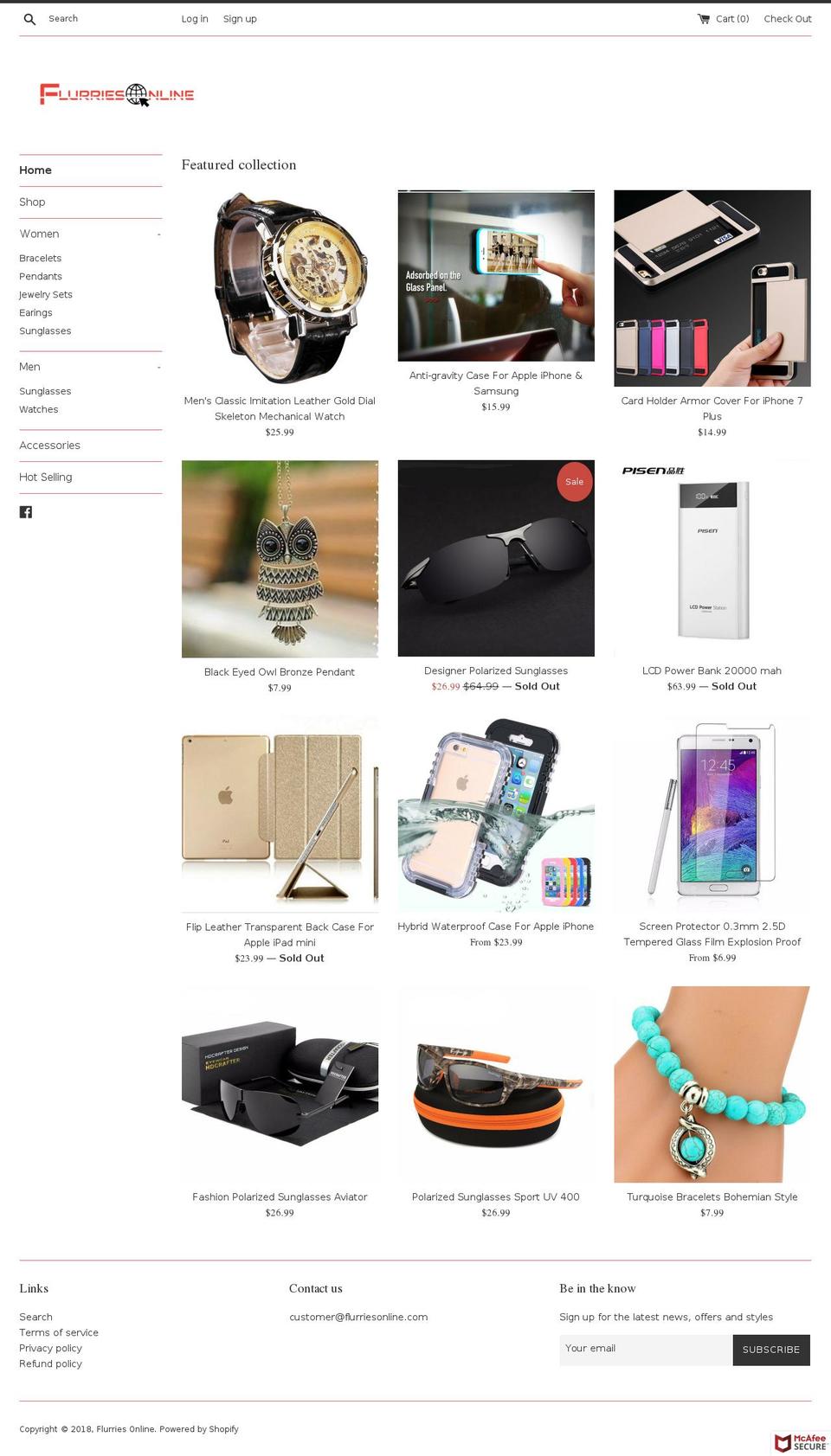 flurriesonline.com — Shopify storefront screenshot
