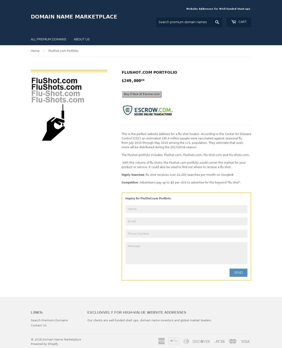 flushots.com — Shopify storefront screenshot